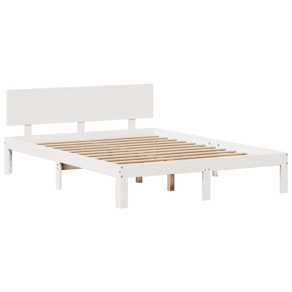 Letto Libreria senza Materasso Bianco 160x200 cm Legno di Pino