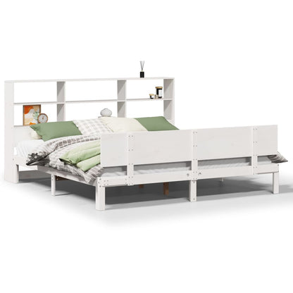 Letto Libreria senza Materasso Bianco 200x200 cm Legno di Pino