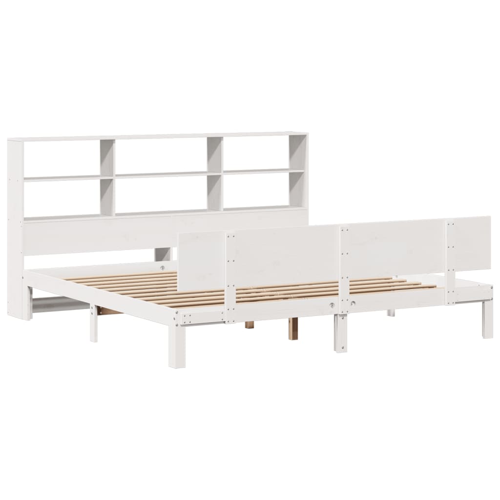 Letto Libreria senza Materasso Bianco 200x200 cm Legno di Pino