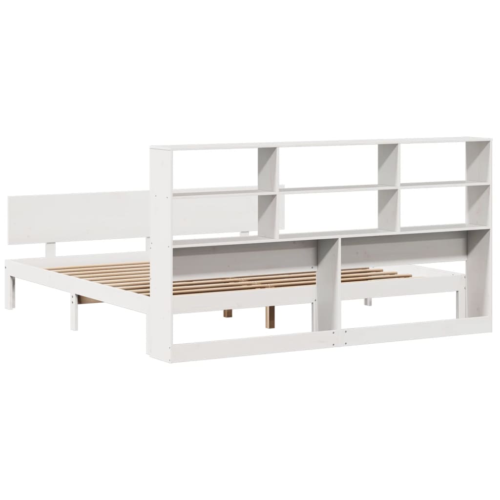 Letto Libreria senza Materasso Bianco 200x200 cm Legno di Pino