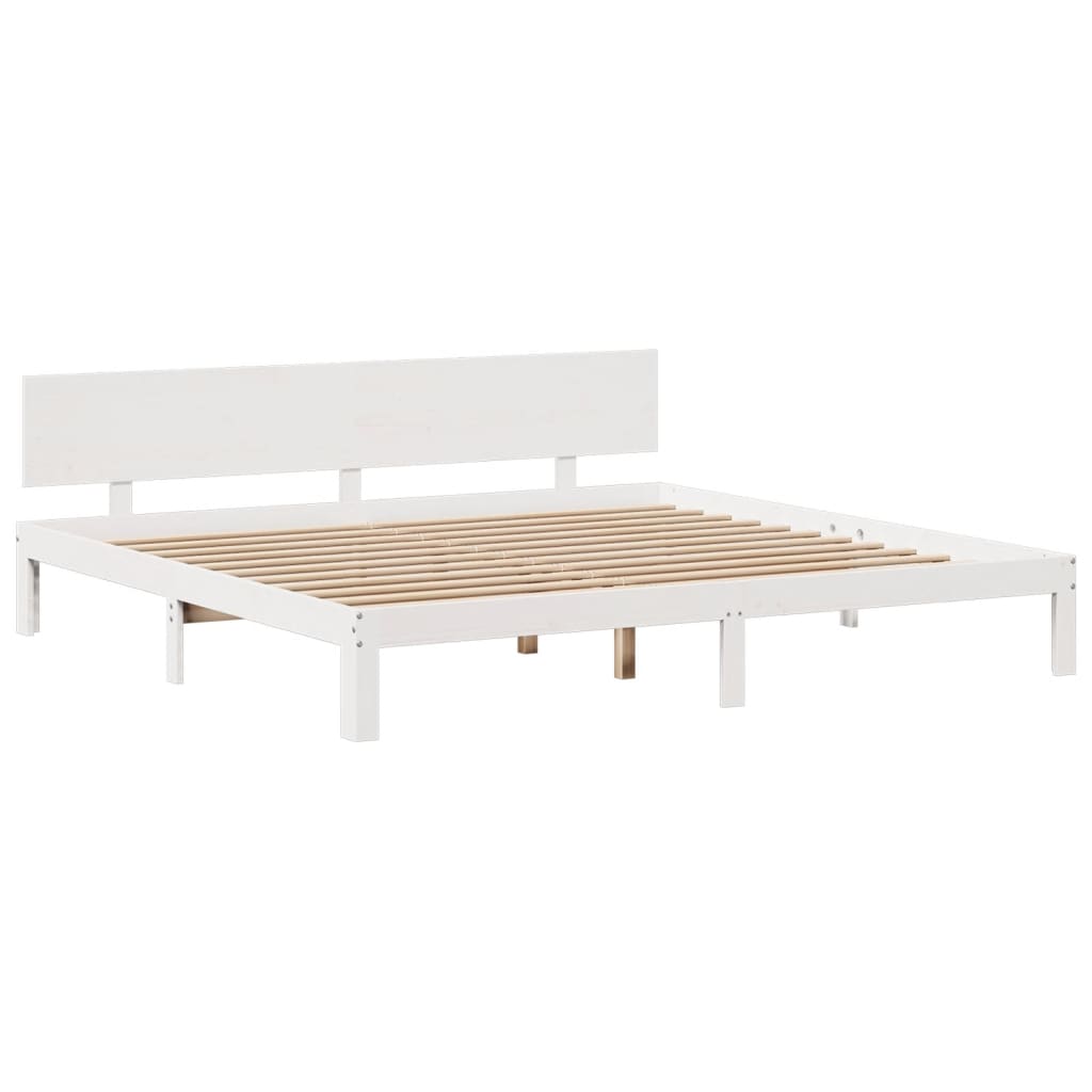 Letto Libreria senza Materasso Bianco 200x200 cm Legno di Pino