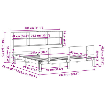 Letto Libreria senza Materasso Bianco 200x200 cm Legno di Pino