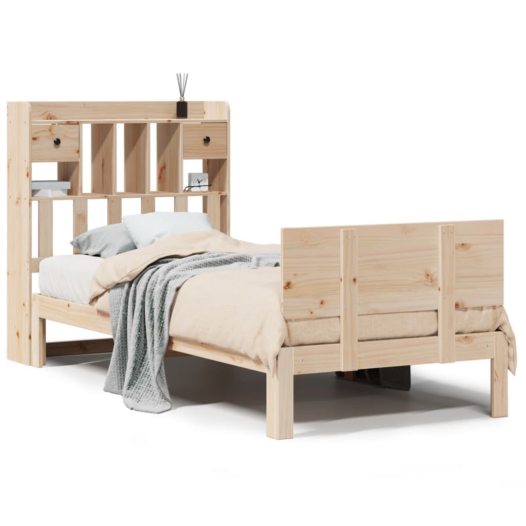 Letto Libreria senza Materasso 90x190 cm Legno Massello Pino