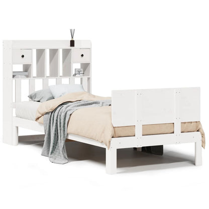 Letto Libreria senza Materasso Bianco 90x190 cm Massello Pino
