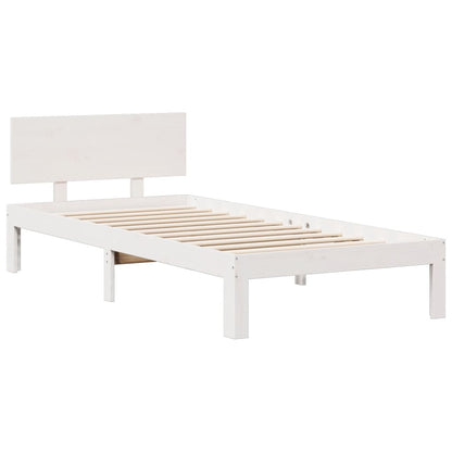 Letto Libreria senza Materasso Bianco 90x190 cm Massello Pino