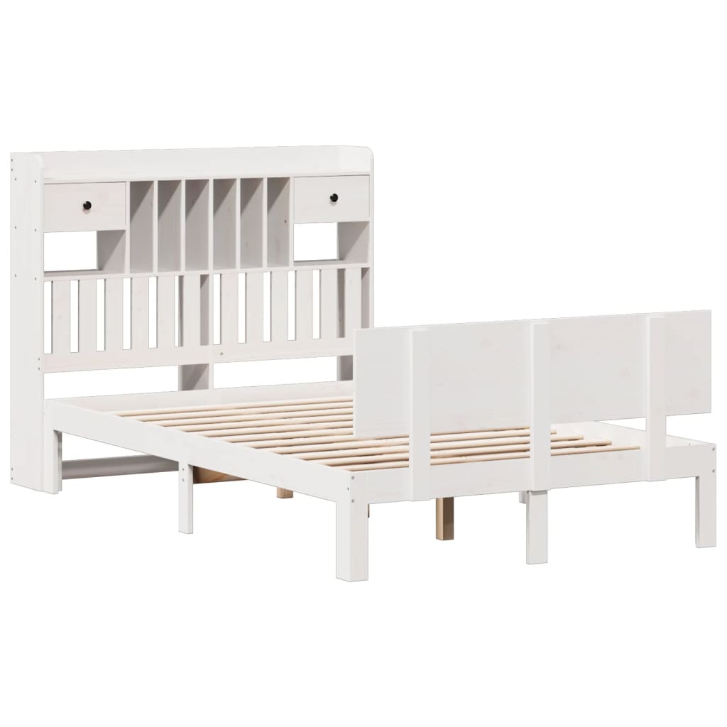 Letto Libreria senza Materasso Bianco 120x190 cm Legno di Pino