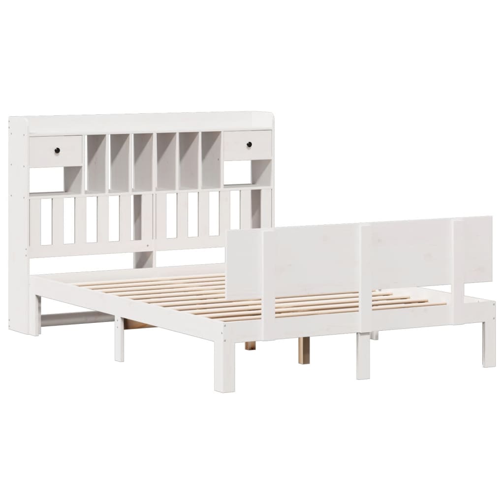 Letto Libreria senza Materasso Bianco 140x190 cm Legno di Pino