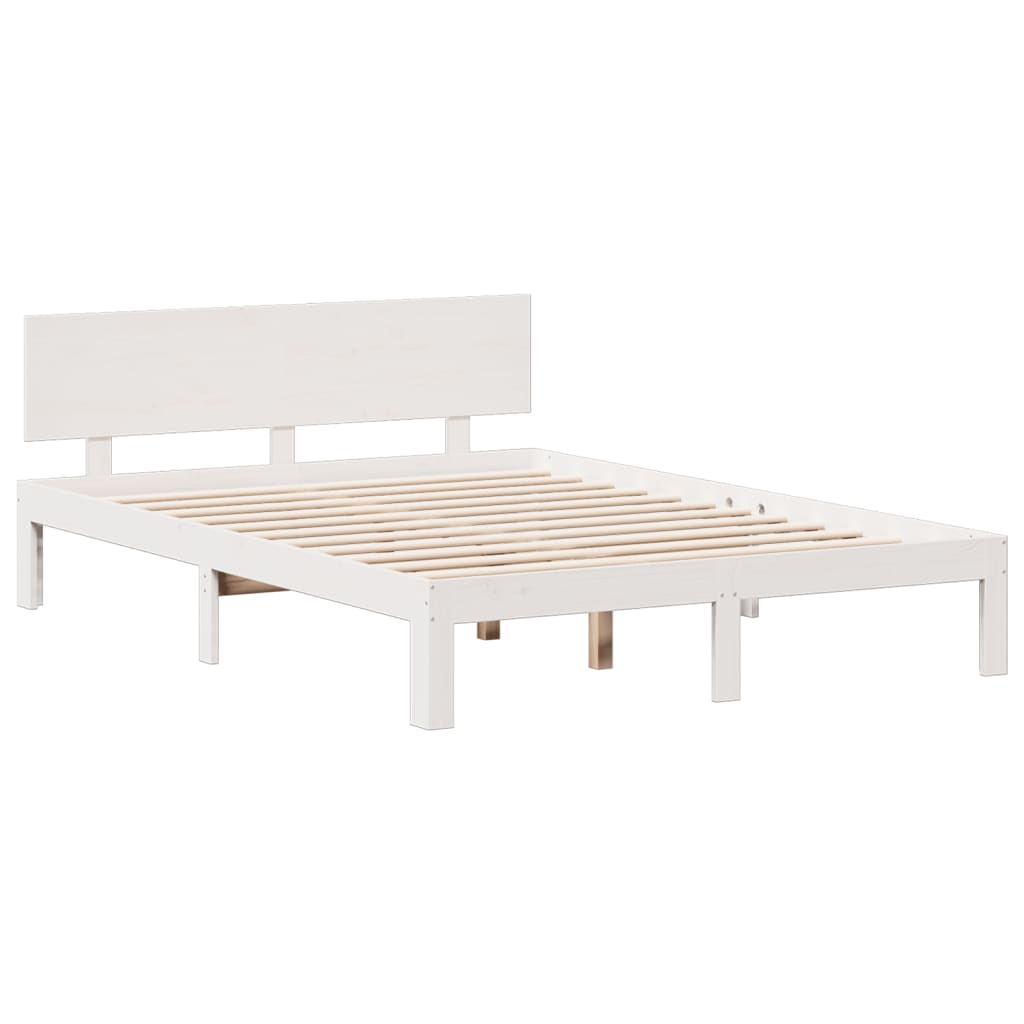 Letto Libreria senza Materasso Bianco 140x190 cm Legno di Pino