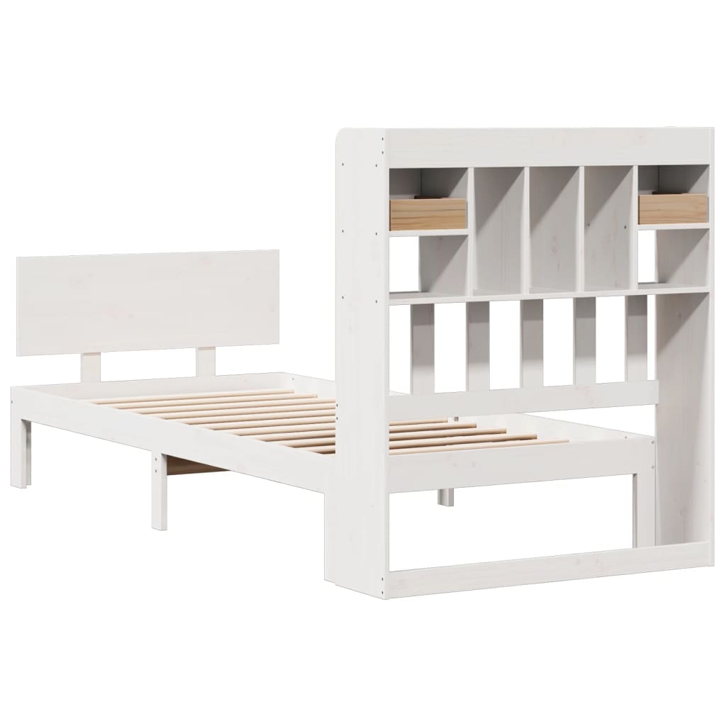 Letto Libreria senza Materasso Bianca 90x200 cm Legno di Pino - homemem39