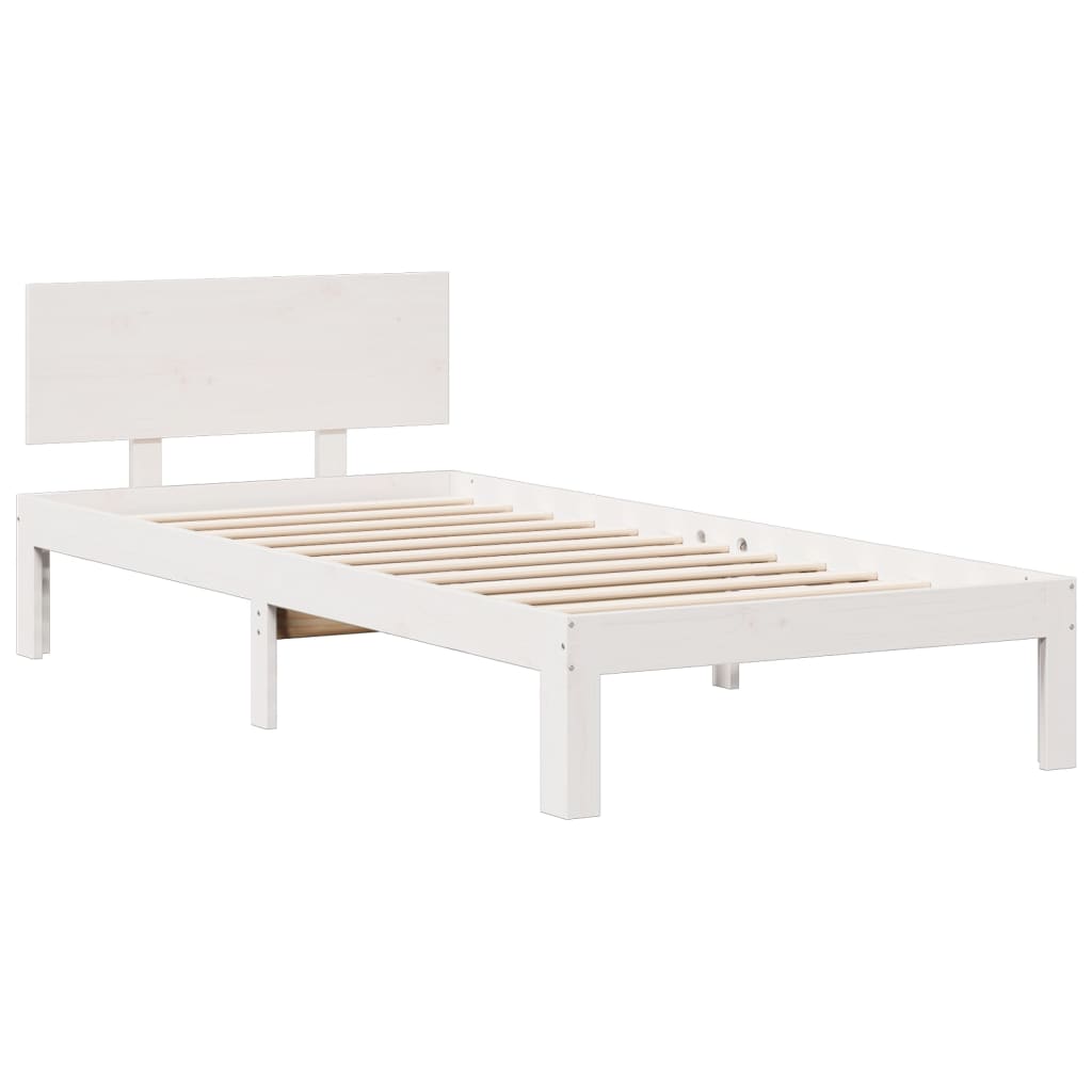 Letto Libreria senza Materasso Bianca 90x200 cm Legno di Pino - homemem39
