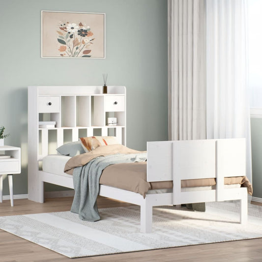 Letto Libreria senza Materasso Bianco 100x200 cm Legno di Pino