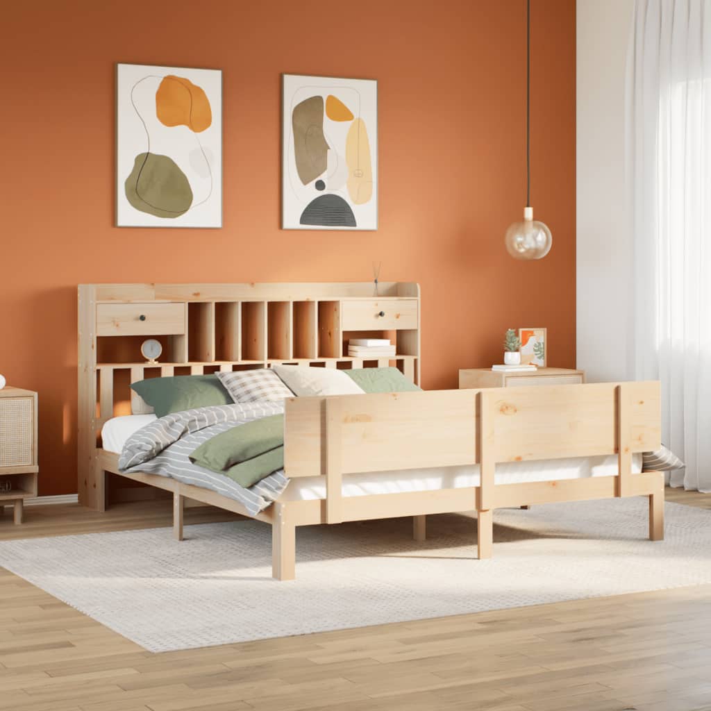 Letto Libreria senza Materasso 180x200 cm in Legno di Pino