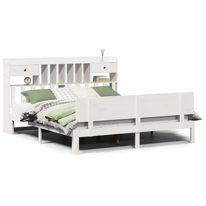 Letto Libreria senza Materasso Bianco 200x200 cm Legno di Pino