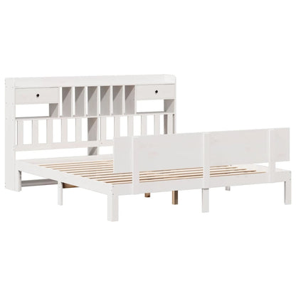 Letto Libreria senza Materasso Bianco 200x200 cm Legno di Pino