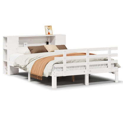 Letto Libreria senza Materasso Bianco 135x190 cm Legno di Pino