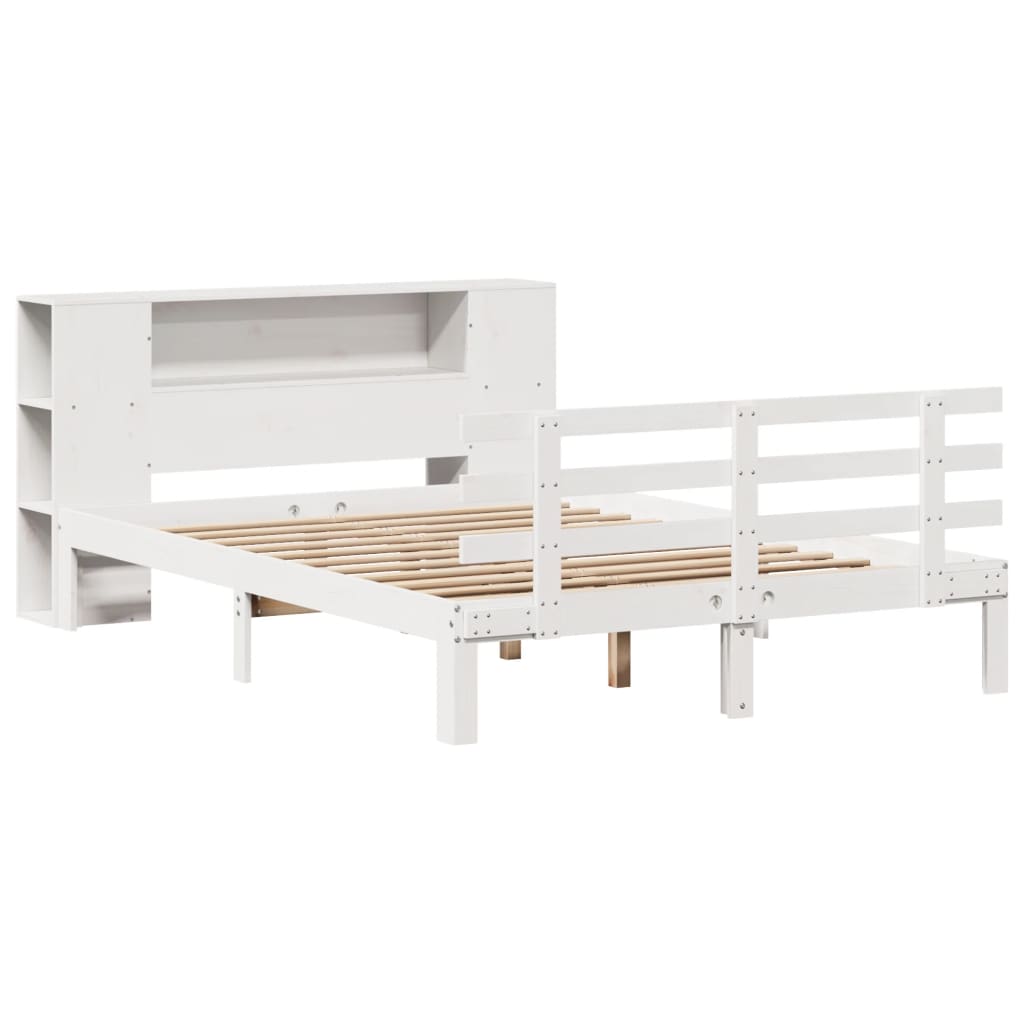 Letto Libreria senza Materasso Bianco 135x190 cm Legno di Pino