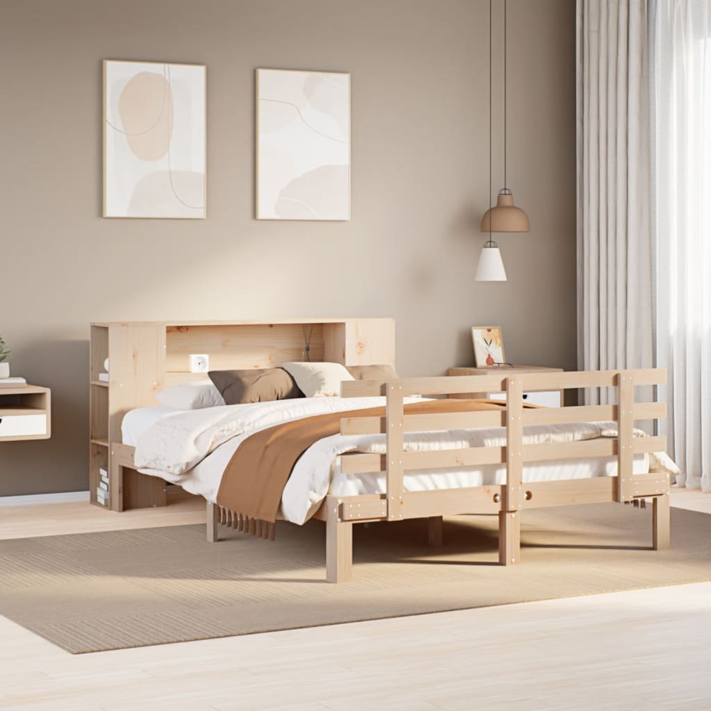 Letto Libreria senza Materasso 120x200cm Legno Massello di Pino - homemem39