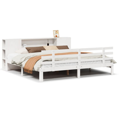 Letto Libreria senza Materasso Bianco 200x200 cm Legno di Pino - homemem39