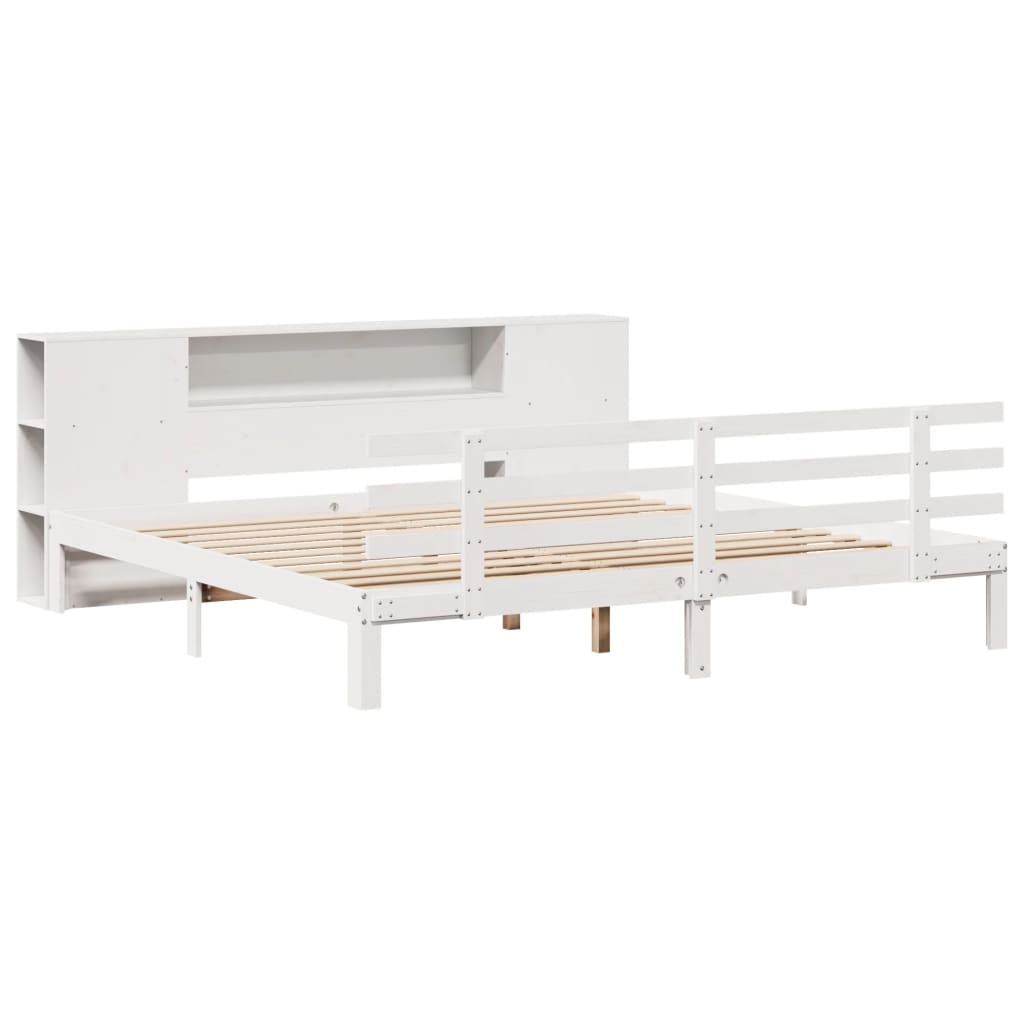 Letto Libreria senza Materasso Bianco 200x200 cm Legno di Pino - homemem39