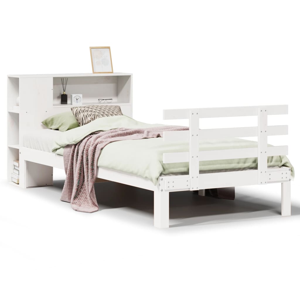 Letto con Libreria senza Materasso 75x190 cm in Legno Pino - homemem39