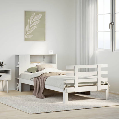 Letto Libreria senza Materasso Bianco 90x190 cm Massello Pino