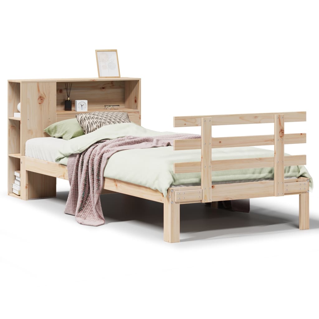 Letto Libreria senza Materasso 90x200 cm Legno Massello Pino - homemem39