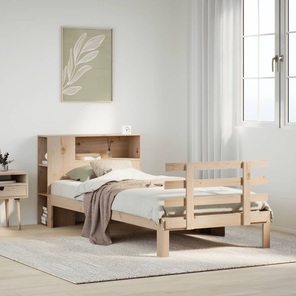Letto Libreria senza Materasso 90x200 cm Legno Massello Pino - homemem39