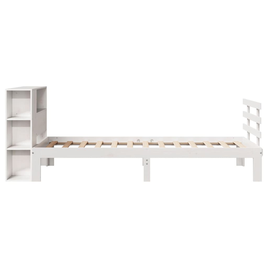 Letto Libreria senza Materasso Bianco 100x200 cm Legno di Pino - homemem39