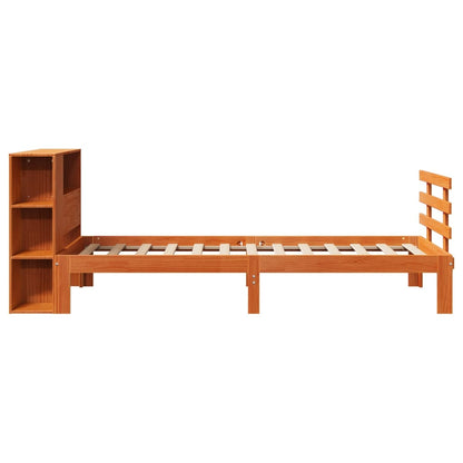 Letto Libreria senza Materasso Marrone Cera 75x190 cm in Pino