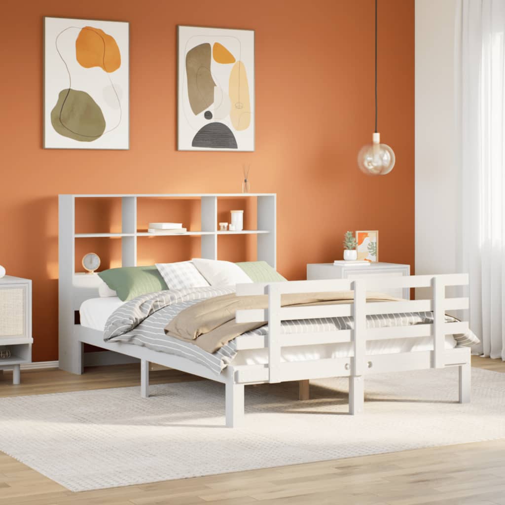 Letto Libreria senza Materasso Bianco 120x190 cm Legno di Pino - homemem39