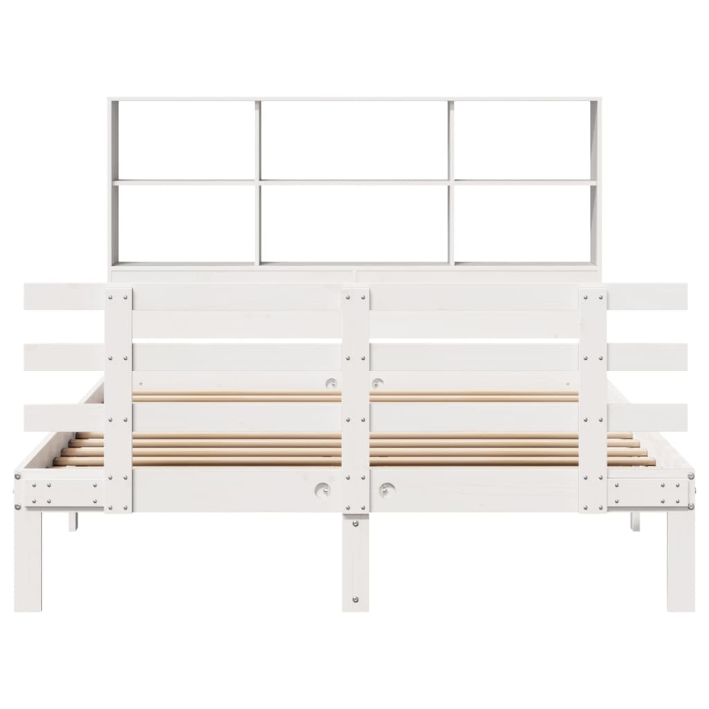 Letto Libreria senza Materasso Bianco 135x190 cm Legno di Pino