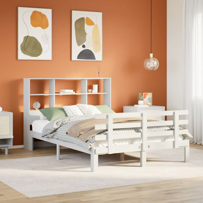 Letto Libreria senza Materasso Bianco 135x190 cm Legno di Pino