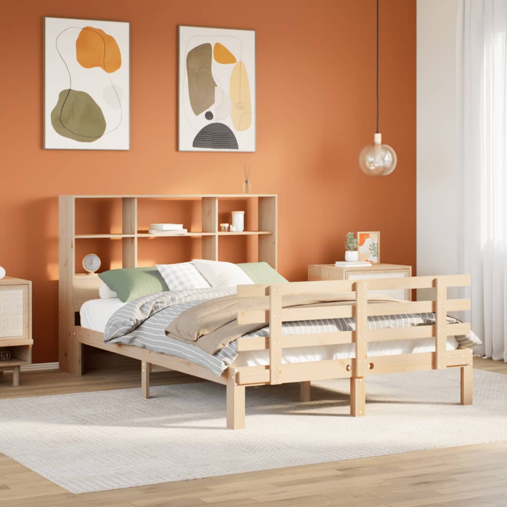 Letto Libreria senza Materasso 140x190 cm in Legno di Pino