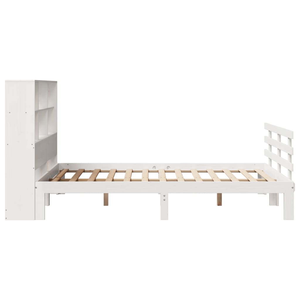 Letto Libreria senza Materasso Bianco 140x190 cm Legno di Pino