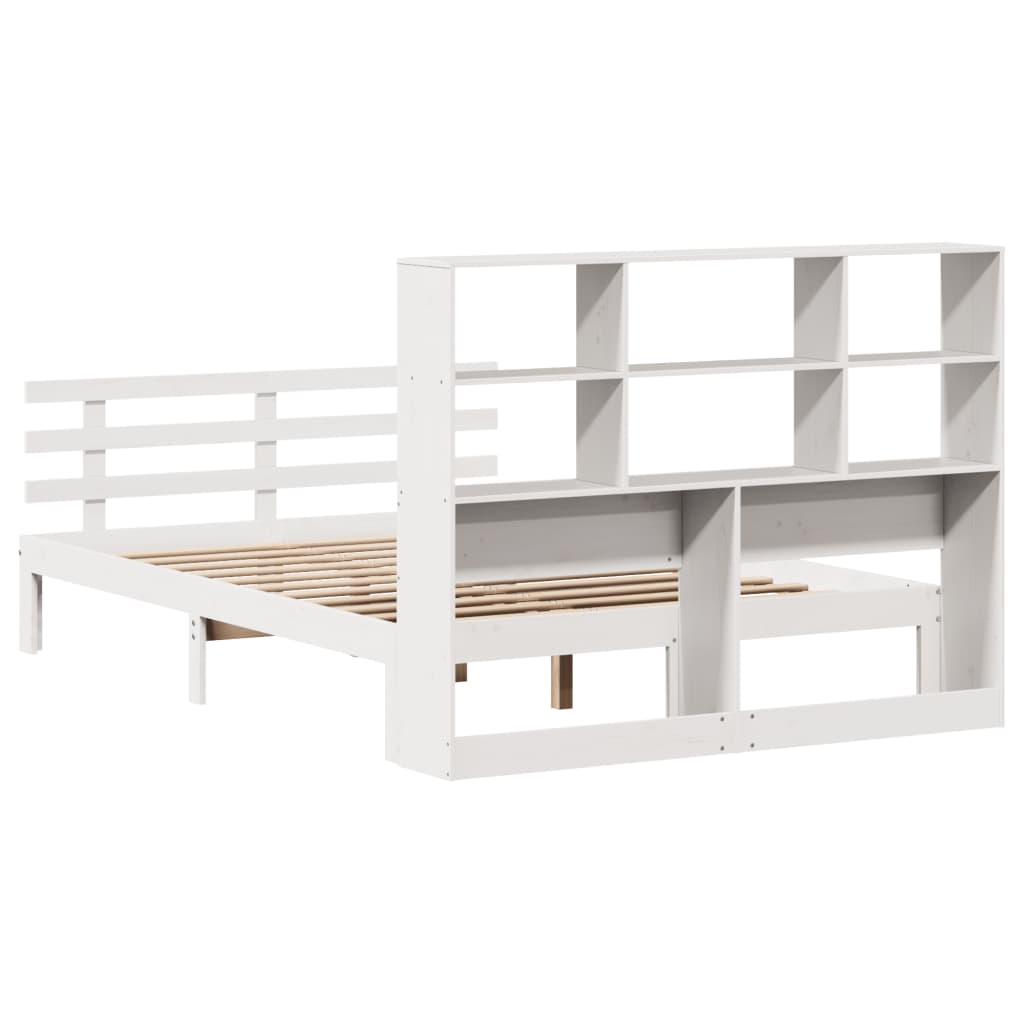 Letto Libreria senza Materasso Bianco 140x190 cm Legno di Pino