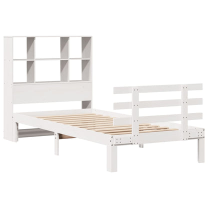 Letto Libreria senza Materasso Bianco 100x200 cm Legno di Pino