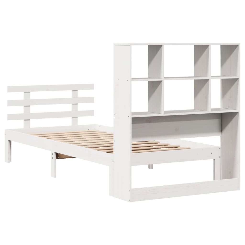 Letto Libreria senza Materasso Bianco 100x200 cm Legno di Pino