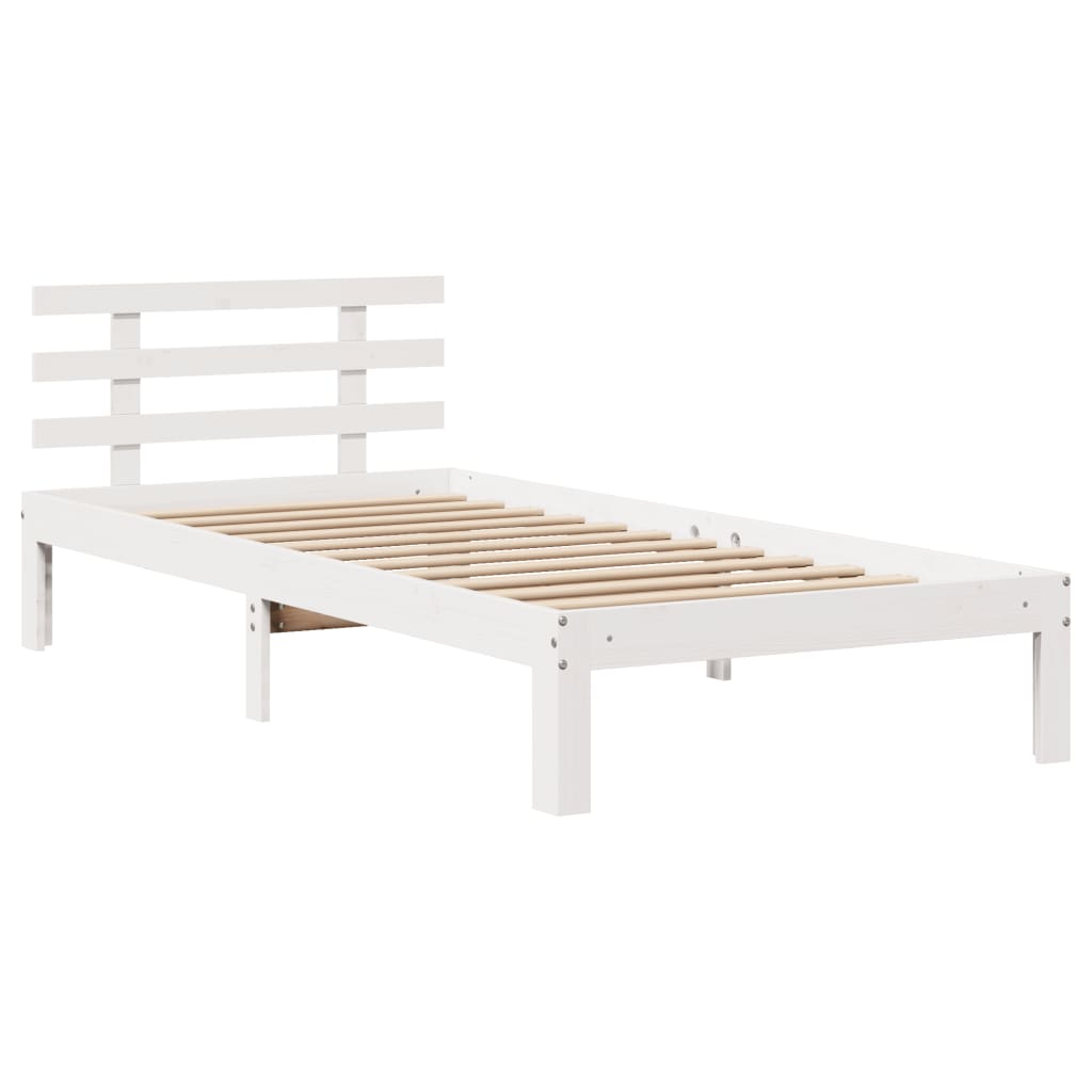 Letto Libreria senza Materasso Bianco 100x200 cm Legno di Pino