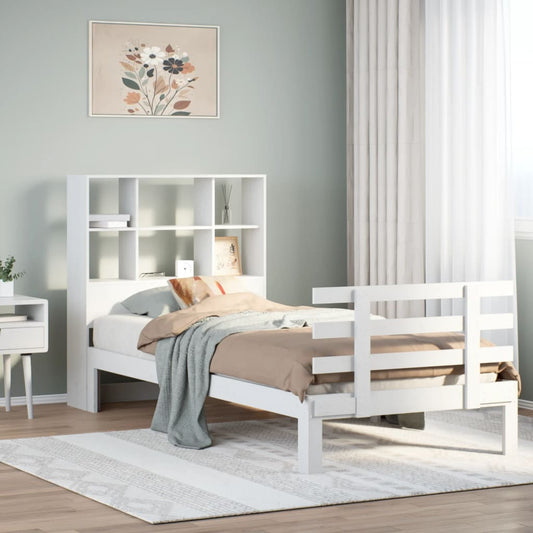 Letto Libreria senza Materasso Bianco 100x200 cm Legno di Pino