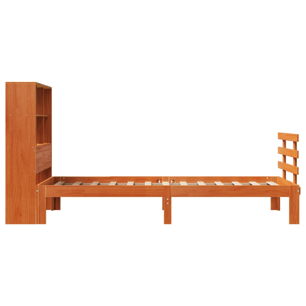 Letto Libreria senza Materasso Marrone Cera 75x190 cm in Pino