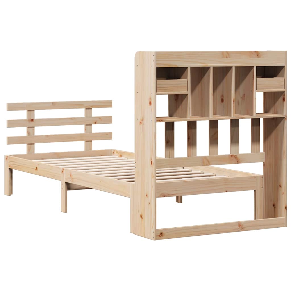 Letto Libreria senza Materasso 90x190 cm Legno Massello Pino - homemem39