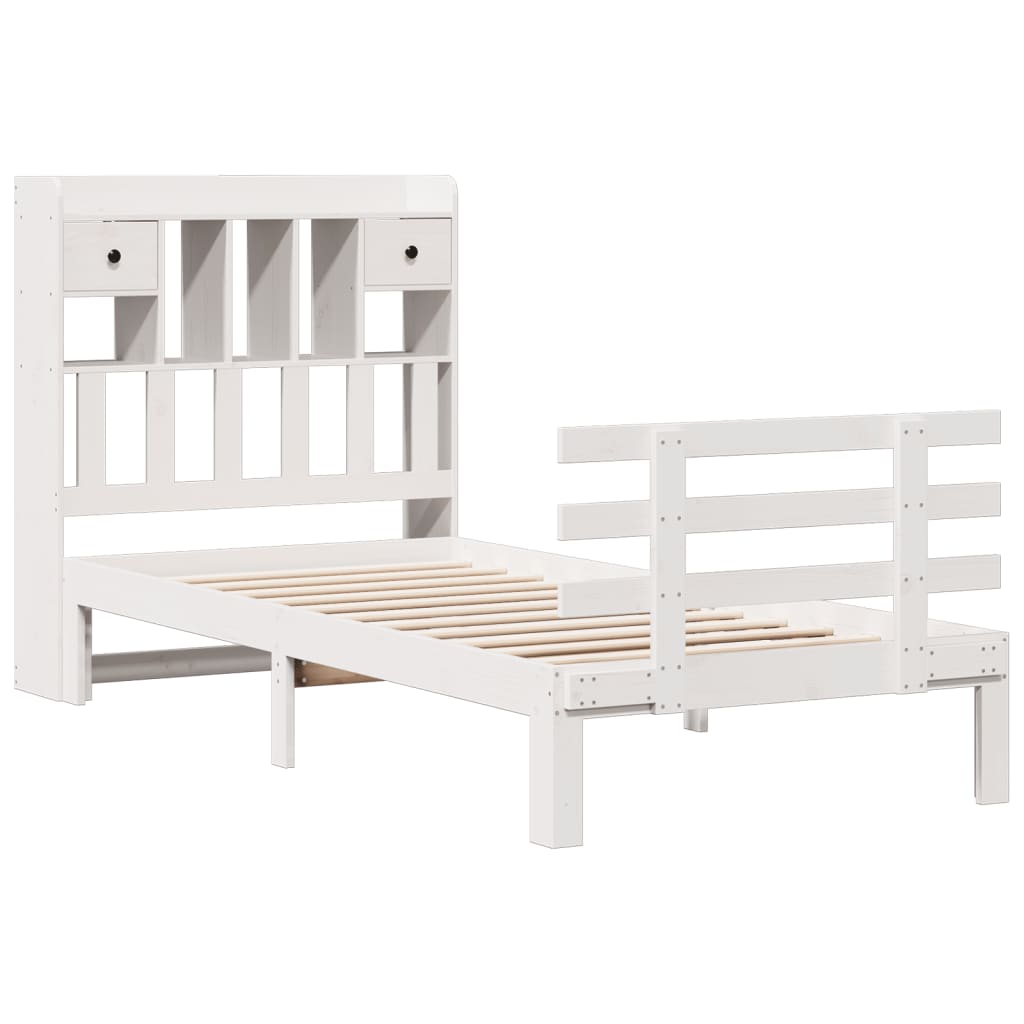 Letto Libreria senza Materasso Bianco 90x190 cm Massello Pino - homemem39