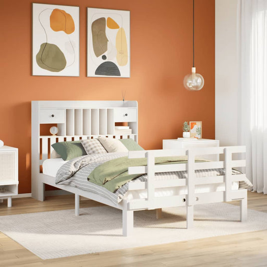 Letto Libreria senza Materasso Bianco 135x190 cm Legno di Pino