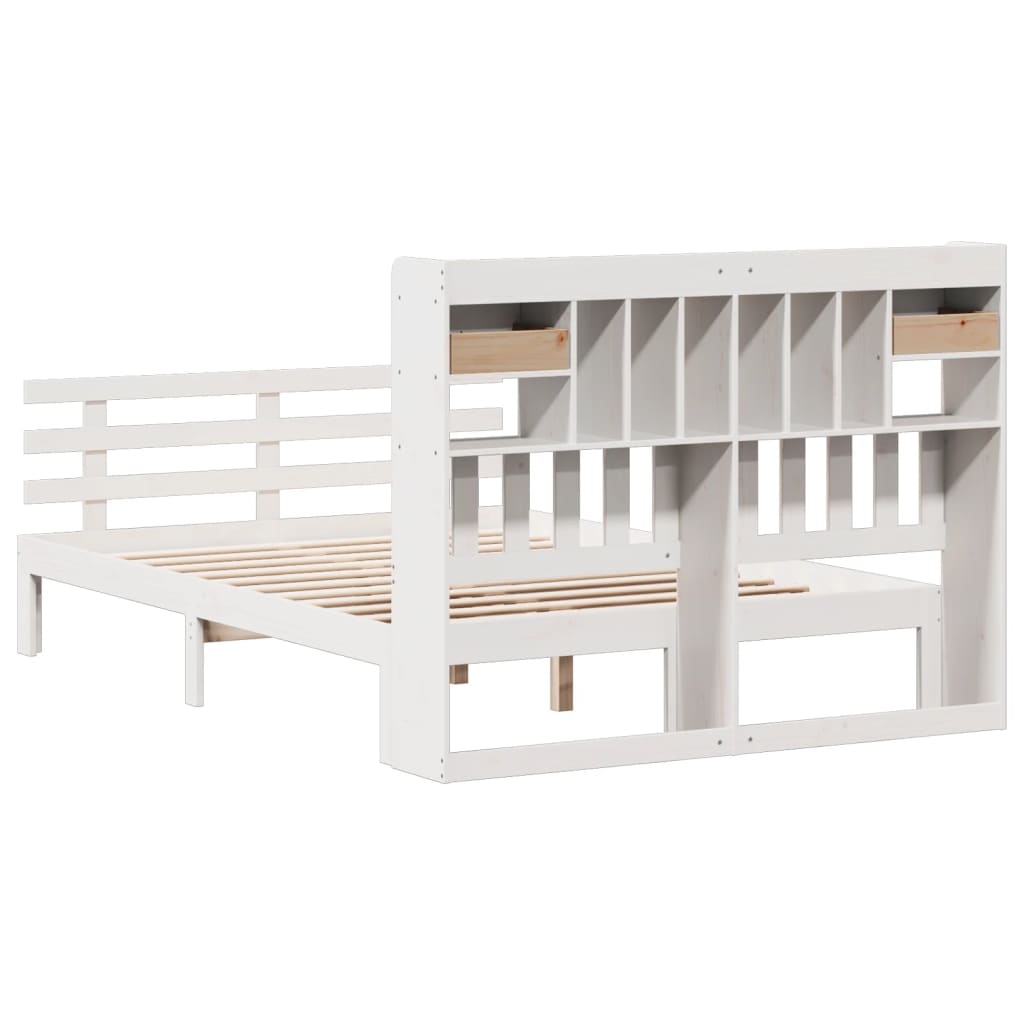 Letto Libreria senza Materasso Bianco 140x190 cm Legno di Pino