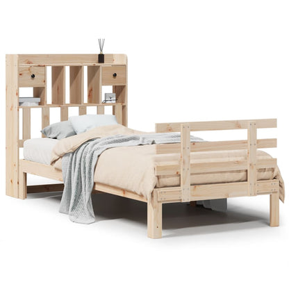 Letto Libreria senza Materasso 90x200 cm Legno Massello Pino