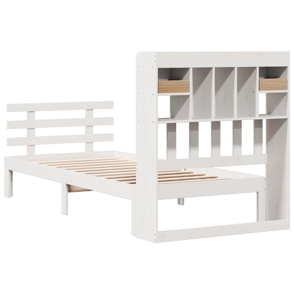 Letto Libreria senza Materasso Bianca 90x200 cm Legno di Pino - homemem39