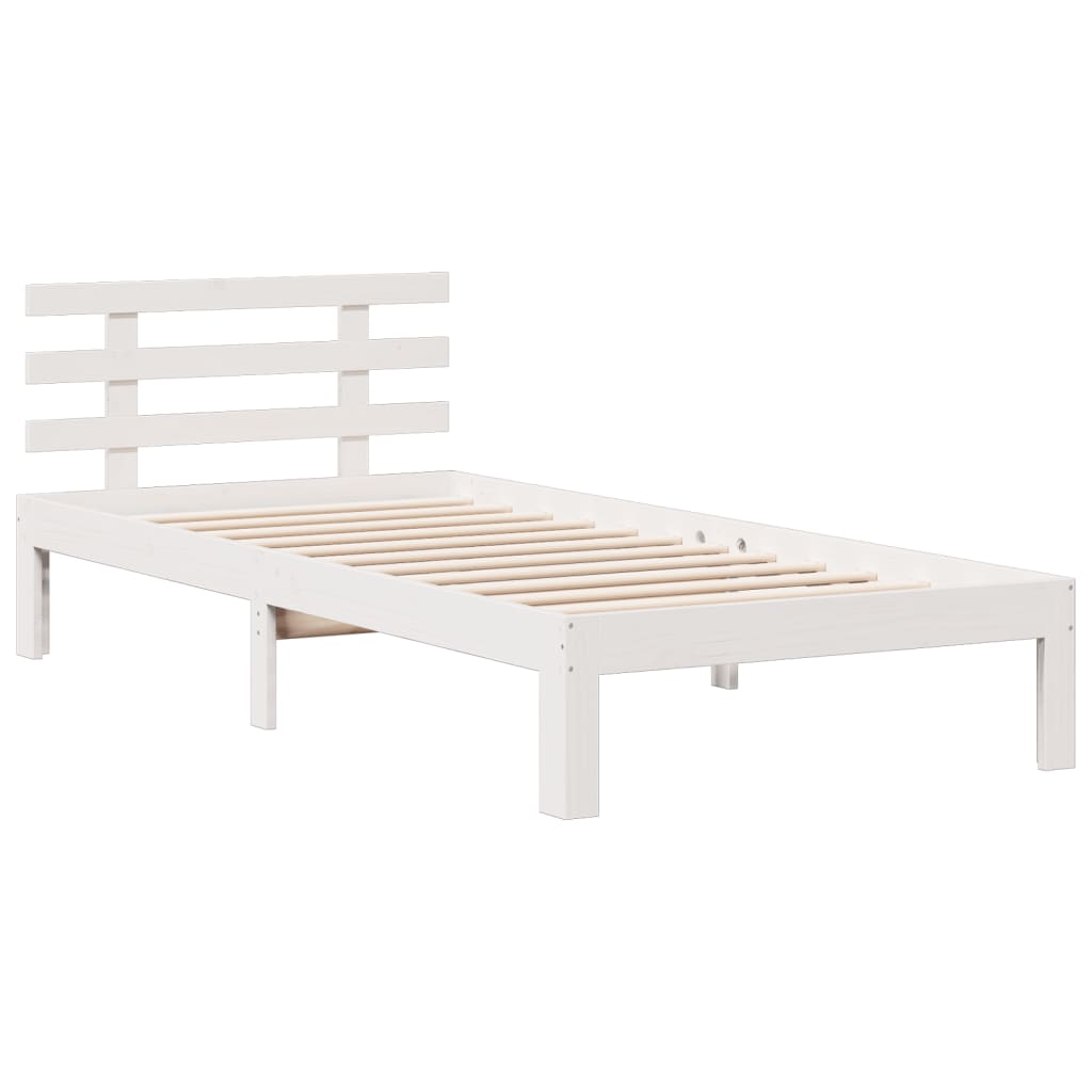 Letto Libreria senza Materasso Bianco 100x200 cm Legno di Pino