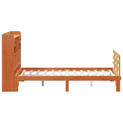 Letto Libreria senza Materasso Marrone Cera 140x190 cm in Pino