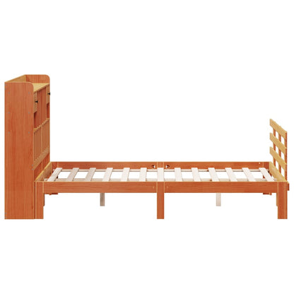 Letto Libreria senza Materasso Marrone Cera 150x200 cm in Pino