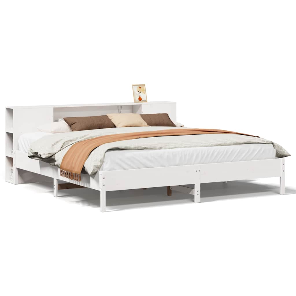 Letto Libreria senza Materasso Bianco 200x200 cm Legno di Pino - homemem39